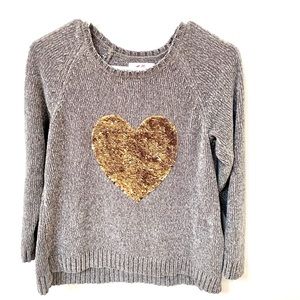 Justice Sequin Heart Sweater